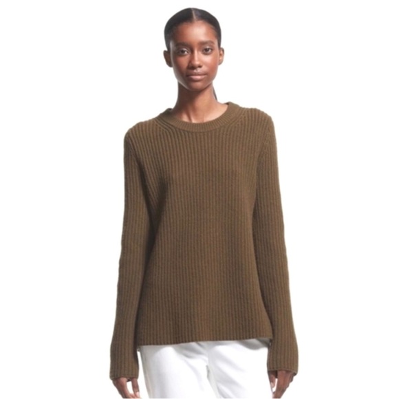 Theory Barda Fine Haven Wool Cashmere Knit Sweater in Army Green / Brown Size XS - Picture 1 of 8